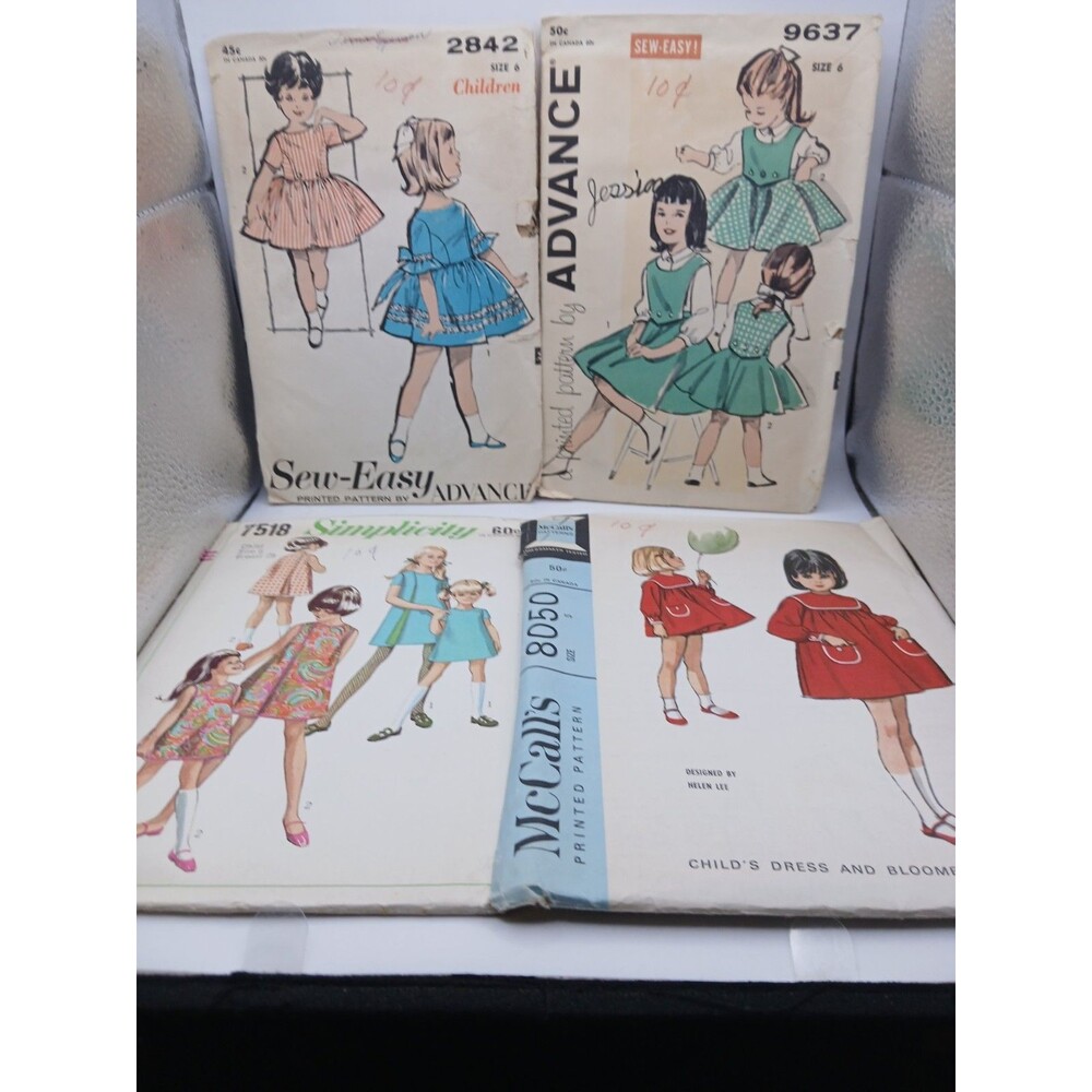 Vintage Simplicity McCalls 1950's Lot Sew Easy Pattern Child's Dress Size 5 6